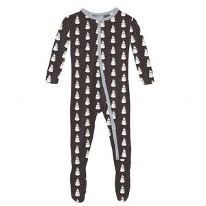 Kickee Pants 3-6m Baby Print Footie W/ 2 Way Zipper Midnight Tiny Snowman Onesie